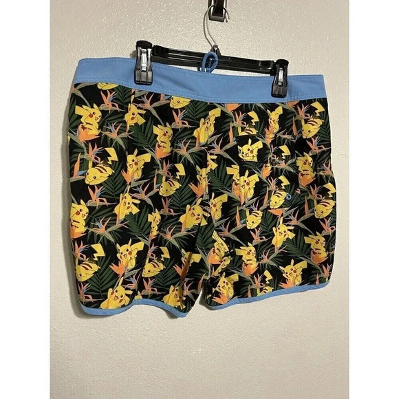 Pokemon Pikachu & Birds Of Paradise Flower Swim Trunks Mens Size Large - Picture 3 of 5